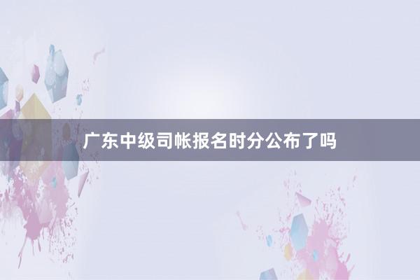 广东中级司帐报名时分公布了吗