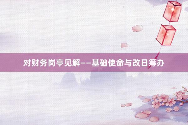 对财务岗亭见解——基础使命与改日筹办